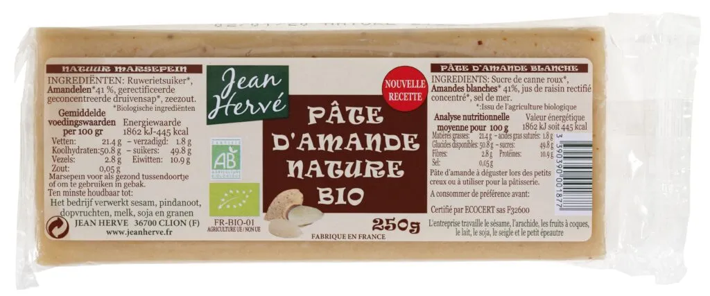 Pâte d&rsquo;amande Bio Nature